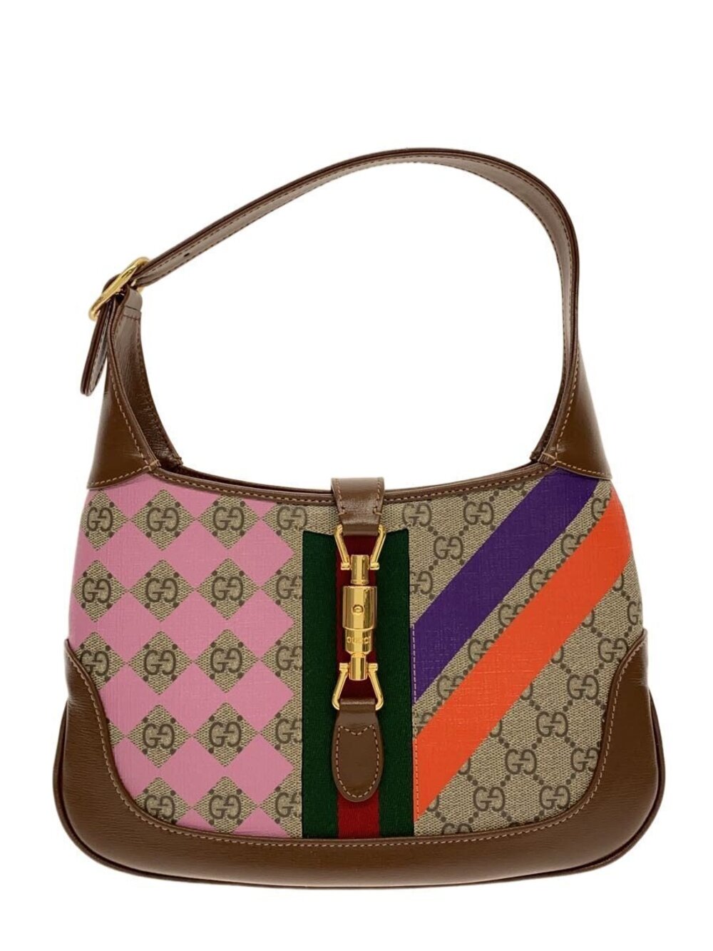Gucci Jackie 1961 Shoulder Bag GG Supreme multicolor geometric brown